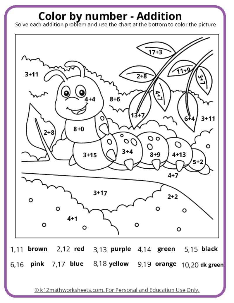 color by numbers worksheets