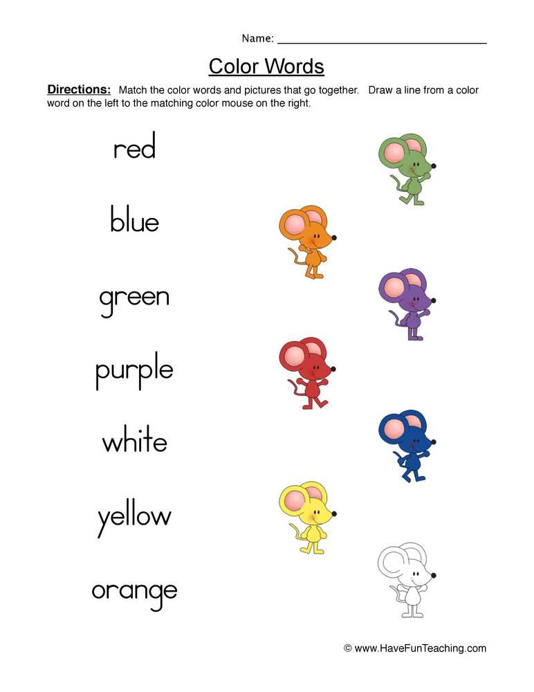 color by word worksheet