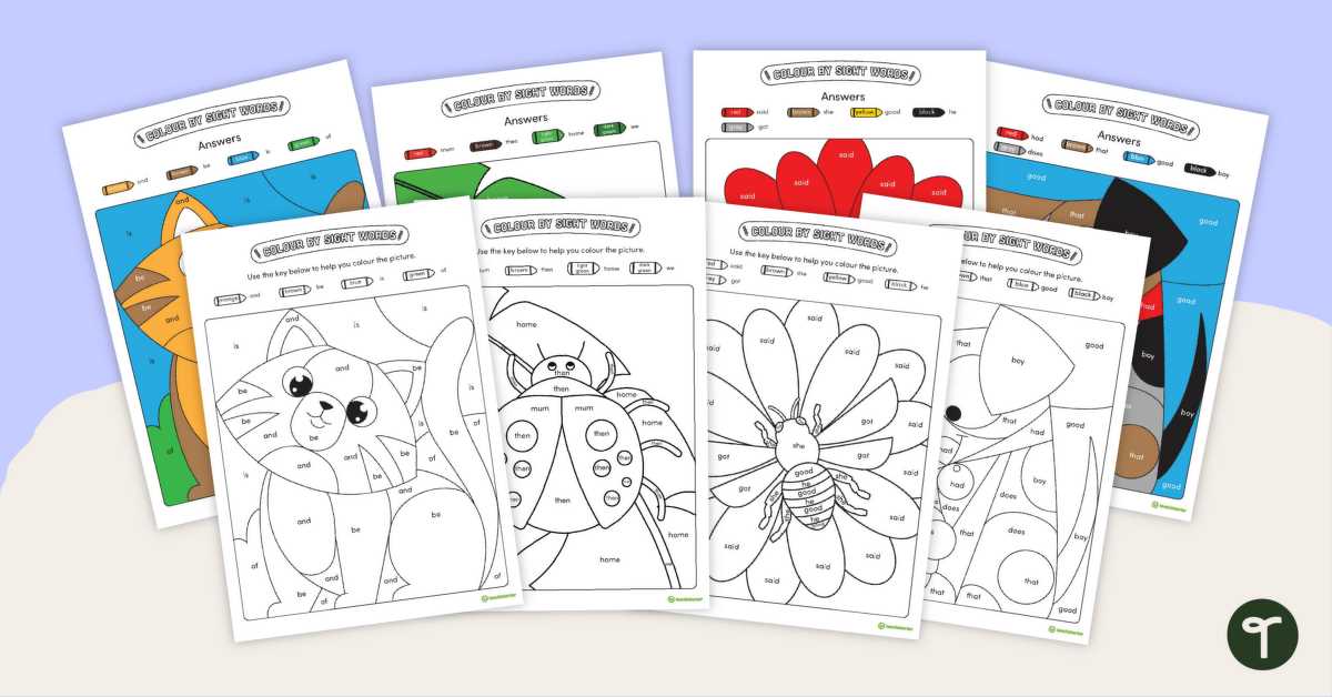 color by words worksheets
