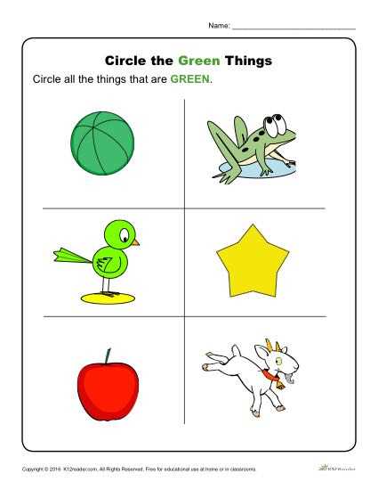 color green worksheets for preschoolers