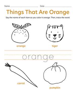 color orange worksheet for preschoolers