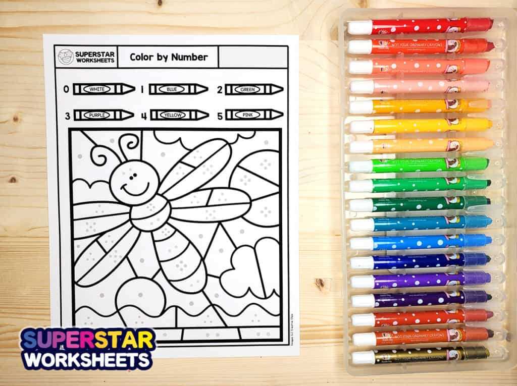 colors and numbers worksheets for kindergarten