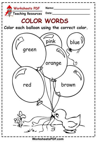 colors worksheet for adults