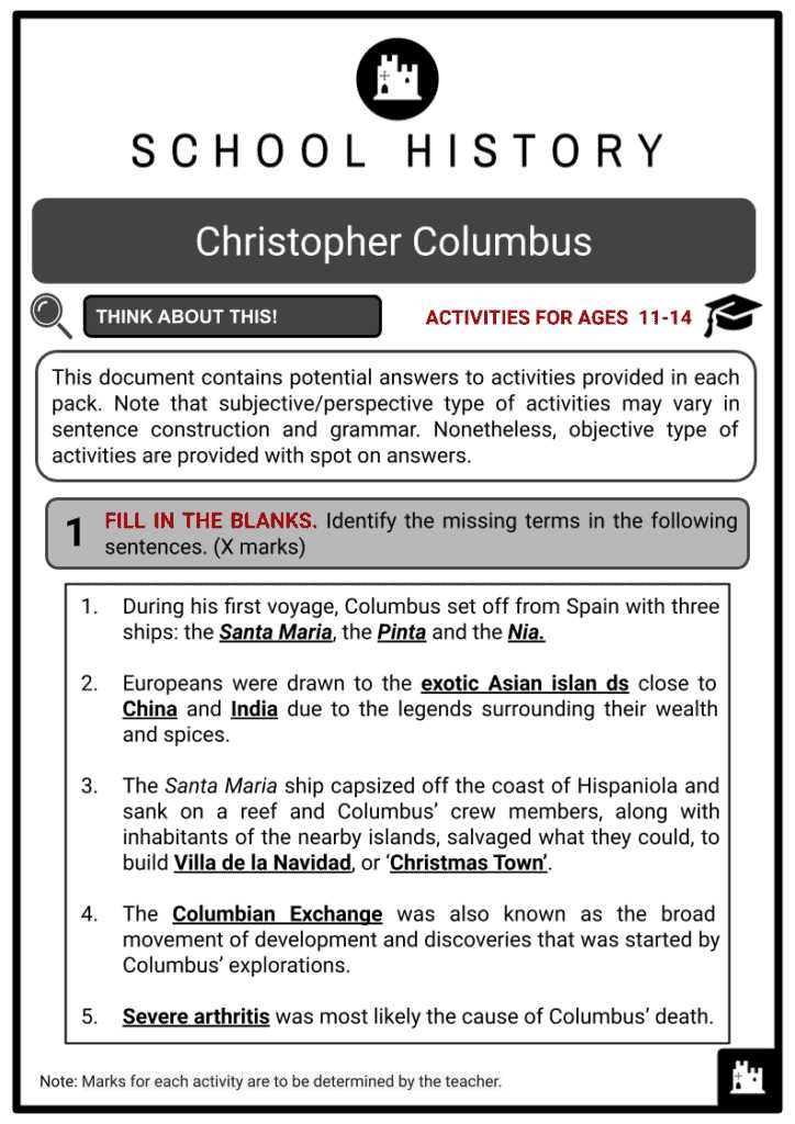 columbus primary source worksheet