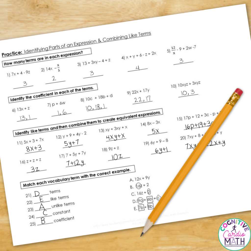combine like terms 6th grade worksheet