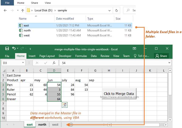 combine multiple excel files into one worksheet