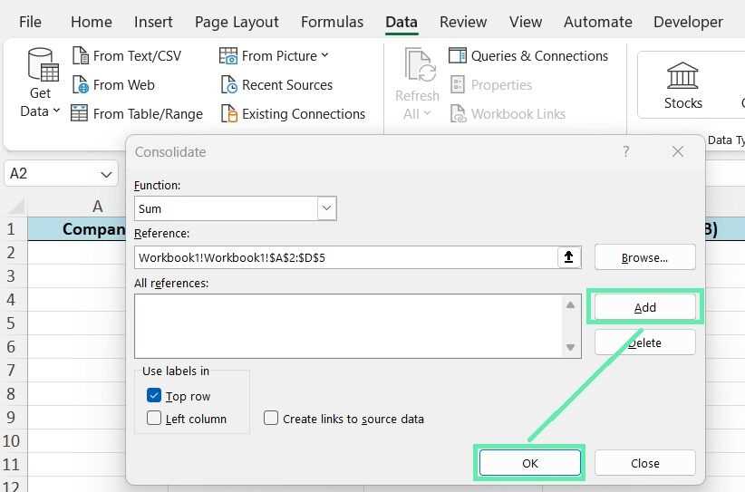 combining two worksheets in excel