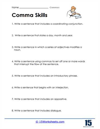 comma worksheets