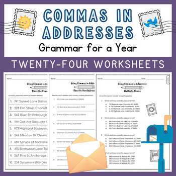 commas in addresses worksheet 3rd grade