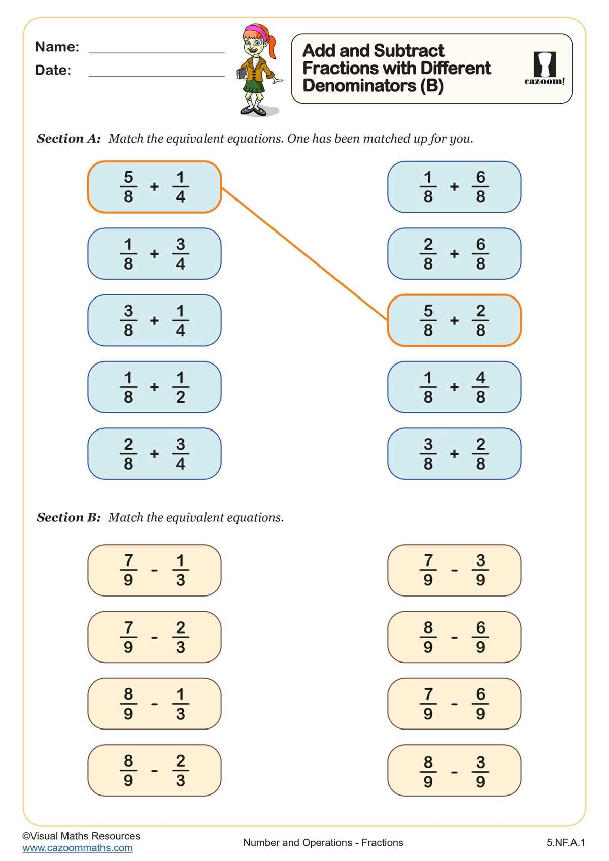 common core fraction worksheets
