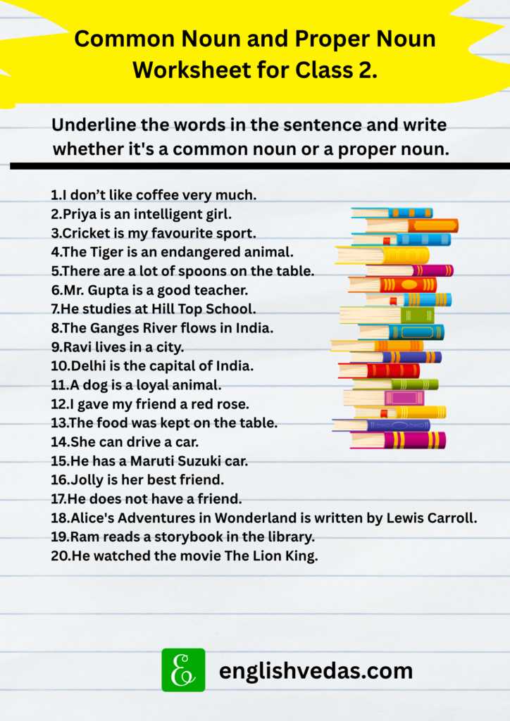 common noun sentences worksheet