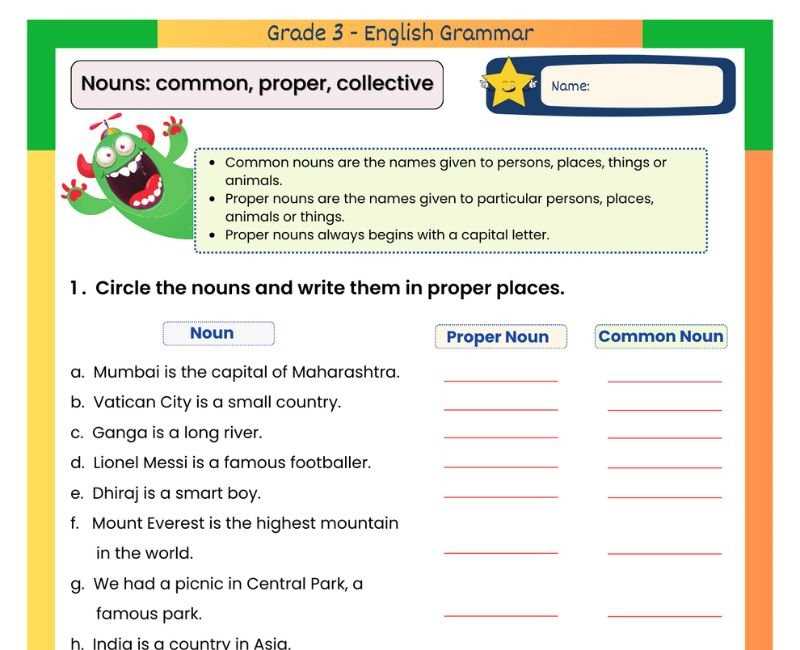 common proper nouns worksheets