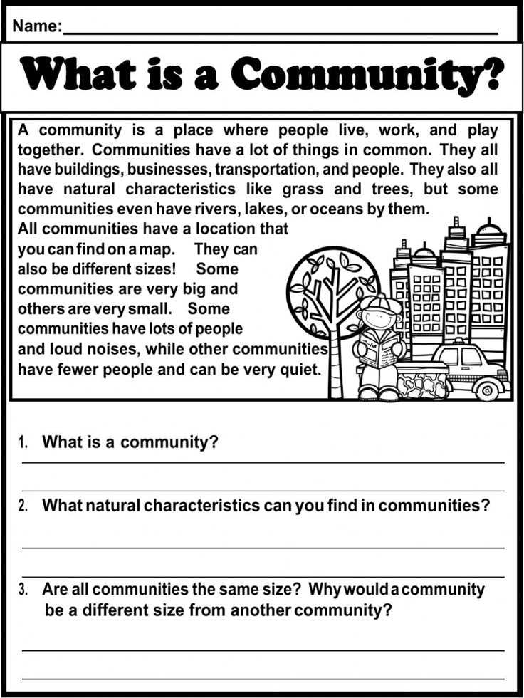 communities worksheet