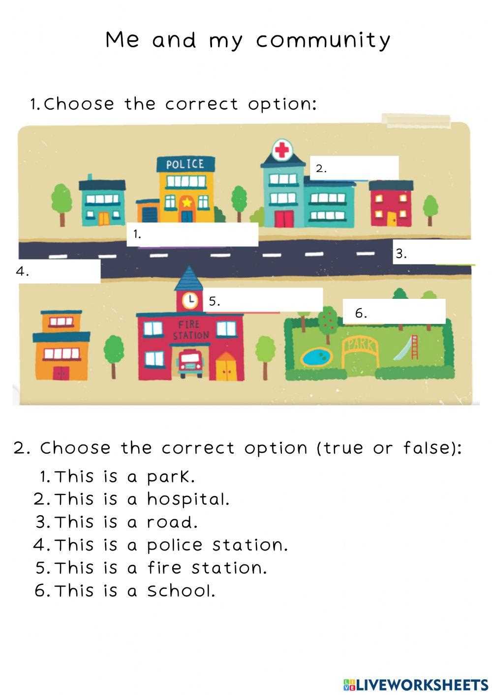 communities worksheet