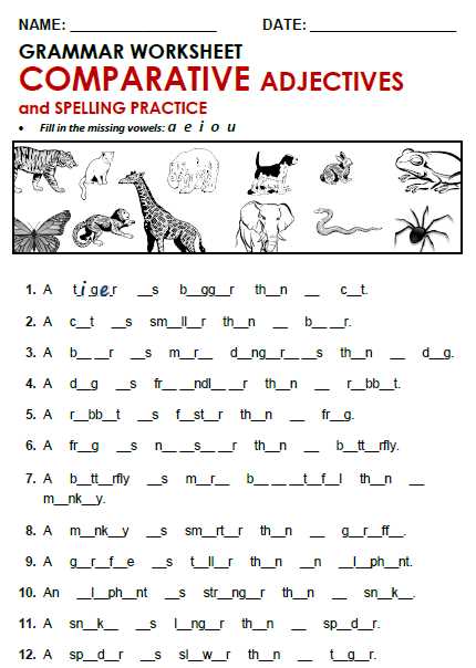 comparative reading worksheet