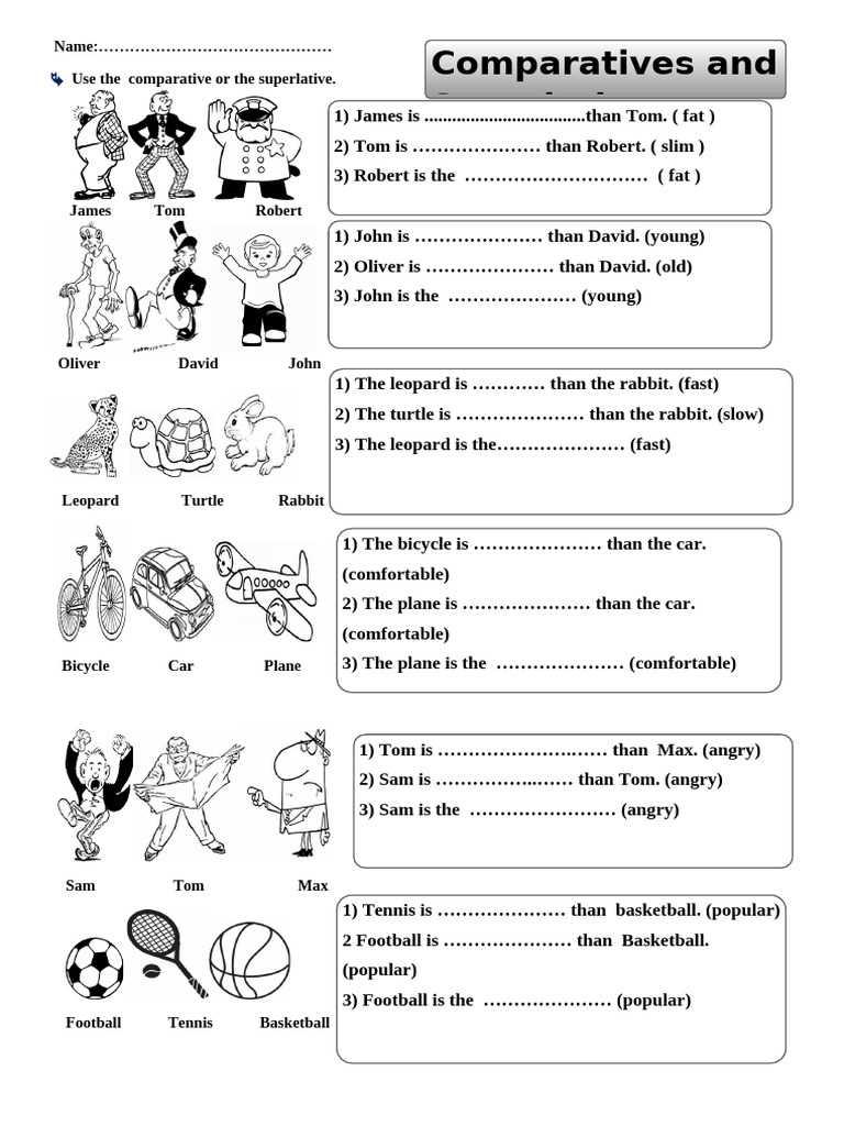 comparative reading worksheet