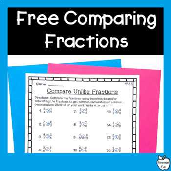 comparing dissimilar fractions worksheets