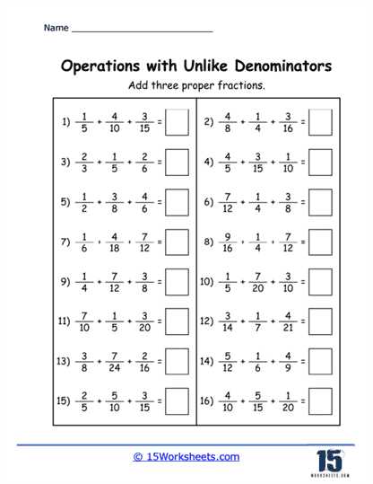 comparing dissimilar fractions worksheets