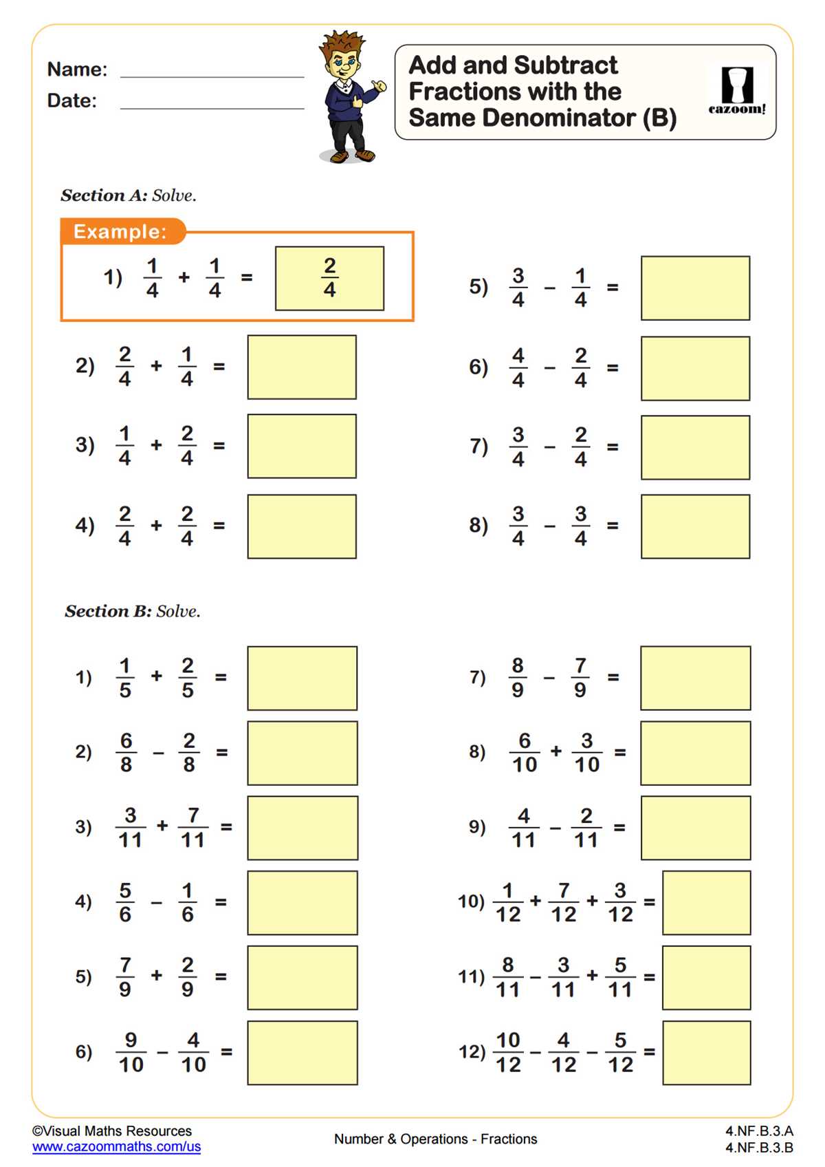 comparing fraction worksheet for class 4