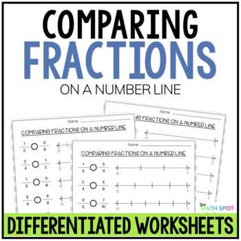 comparing fractions using a number line worksheets