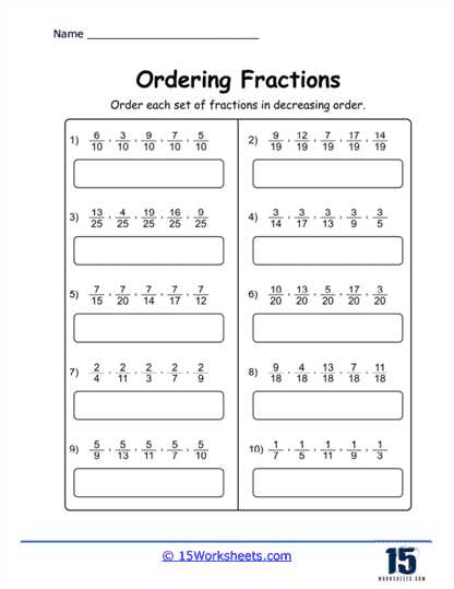 comparing fractions with like denominators and like numerators worksheet