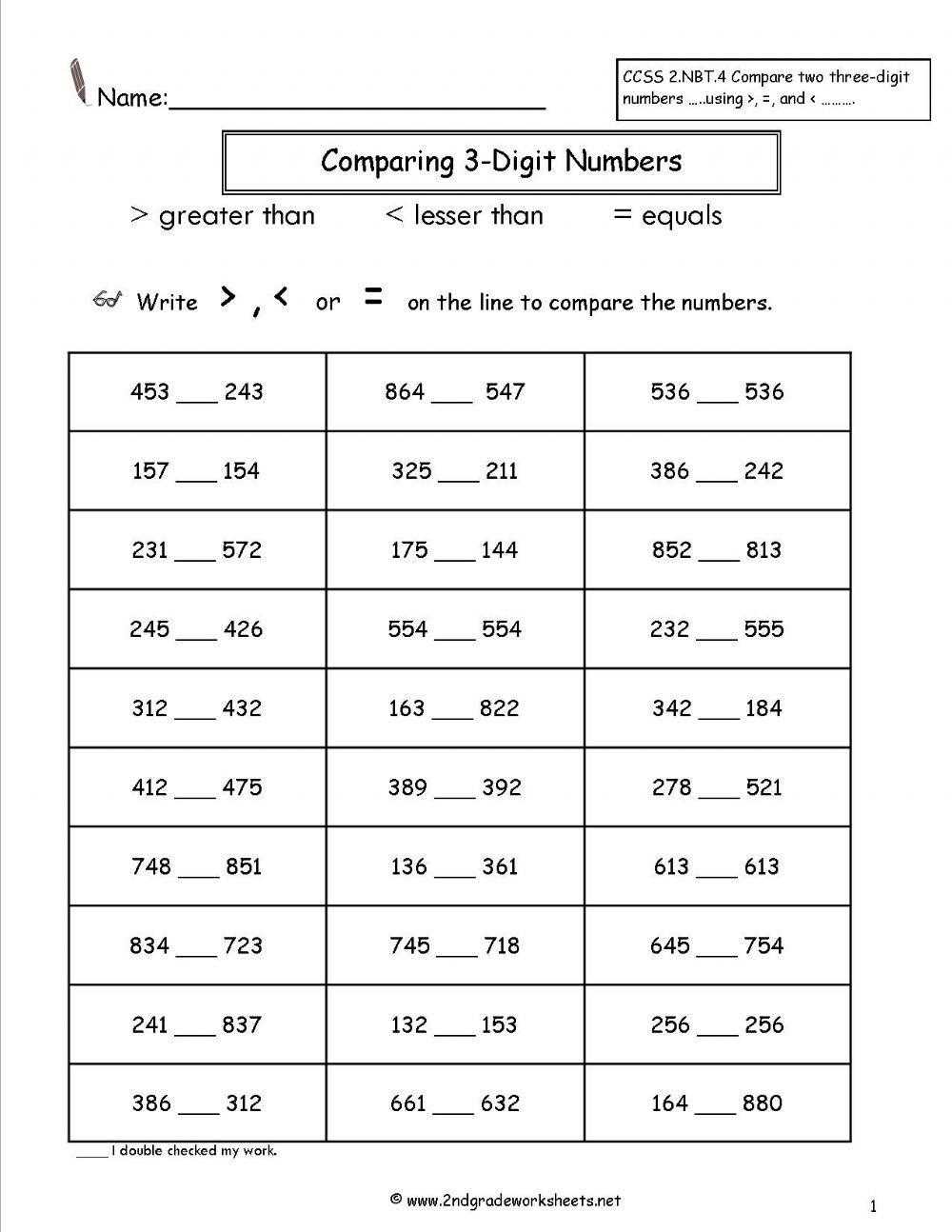 comparing numbers live worksheets