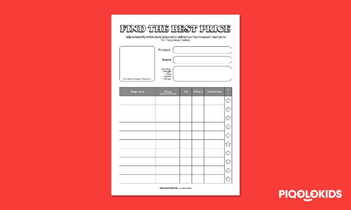 comparing prices worksheet