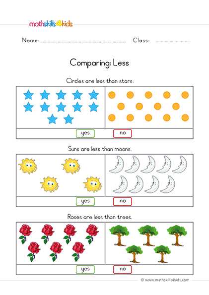 comparing quantities worksheets for kindergarten