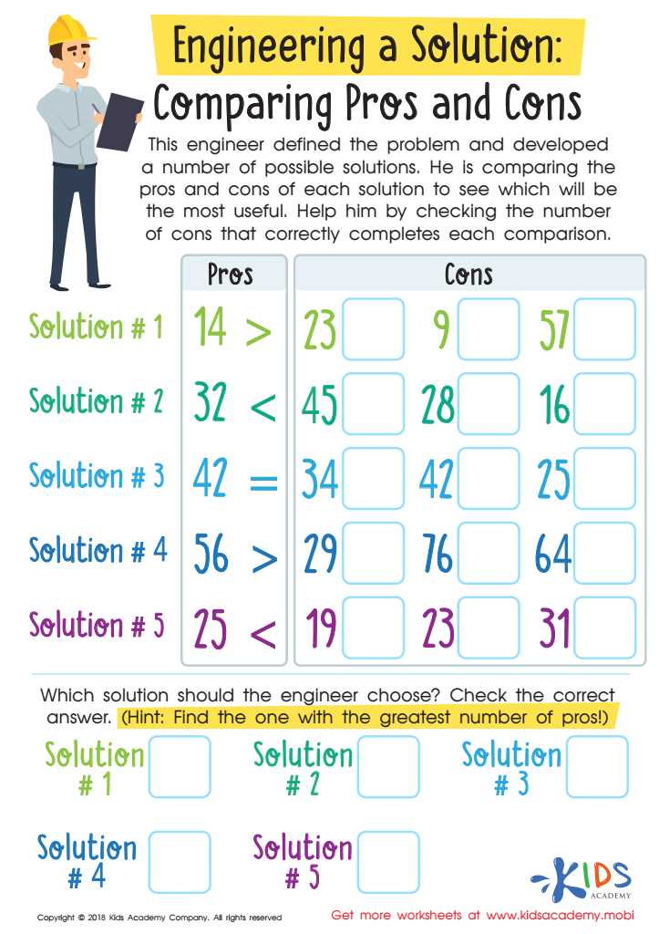 comparison problems worksheet