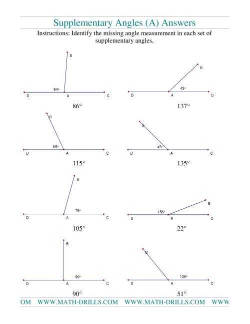 complementary supplementary angles worksheet