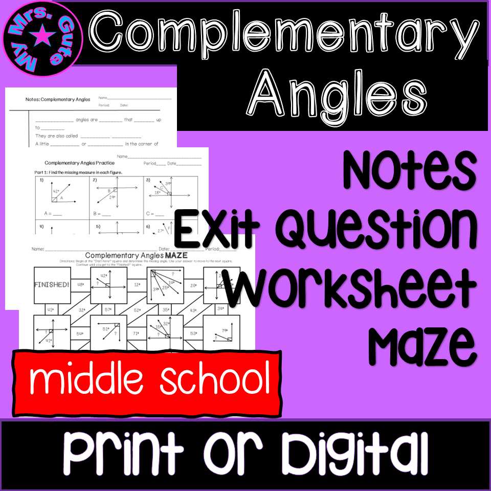 complementary worksheet