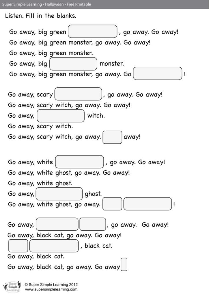 complete the song worksheet