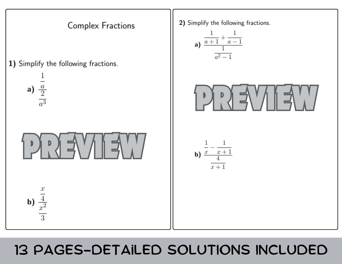 complex fractions worksheets