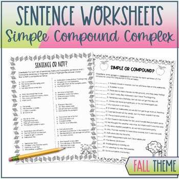 complex simple and compound sentences worksheet