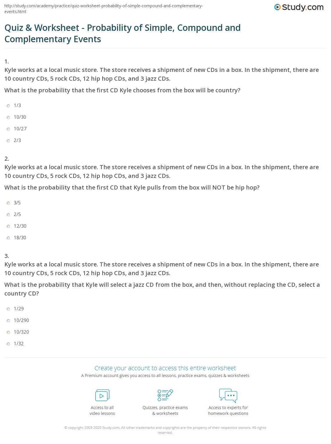 compound event worksheet
