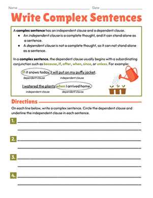 compound sentence and complex sentences worksheet