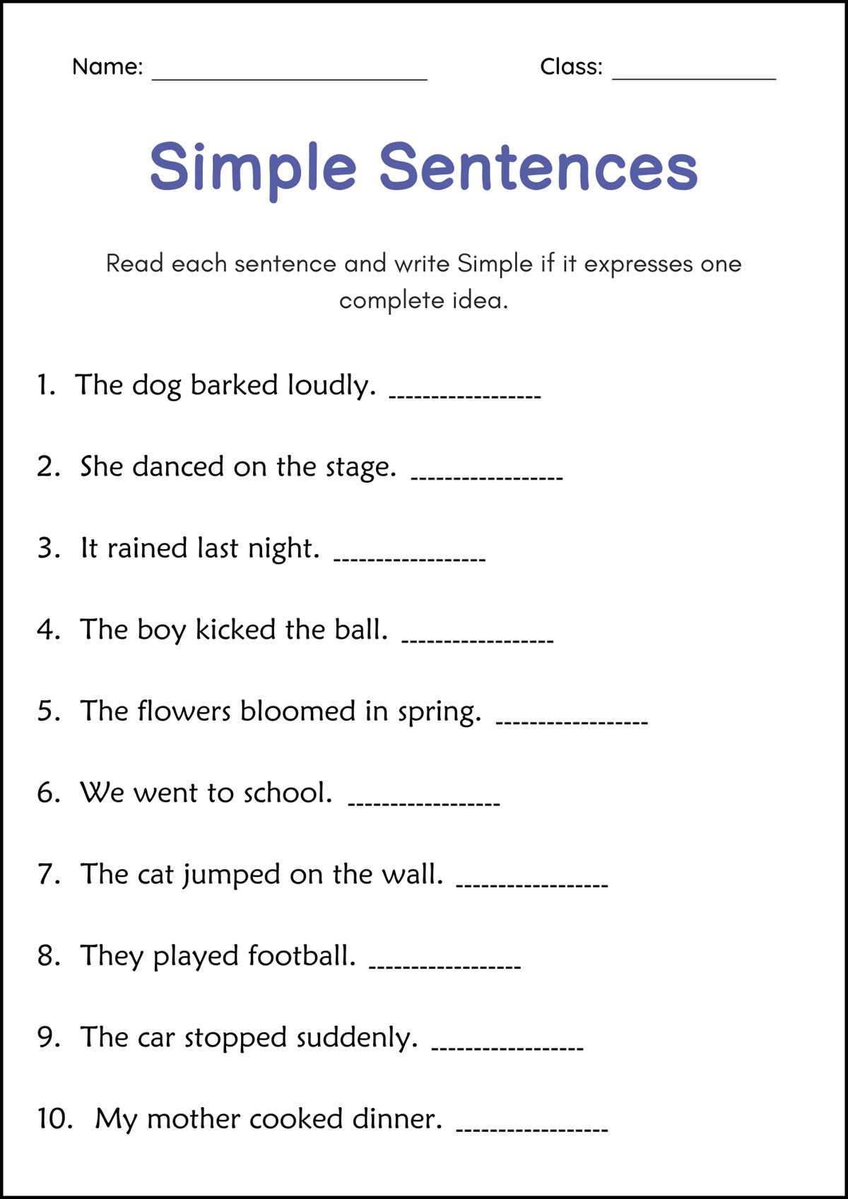 compound sentence worksheets