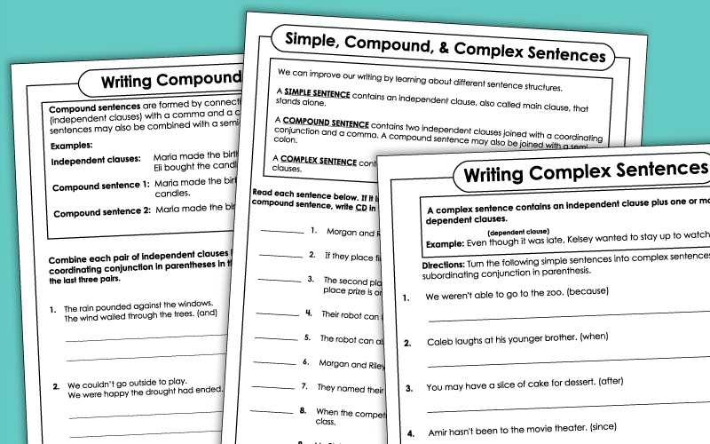 compound sentences worksheet