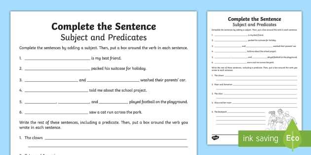 compound subject and predicate worksheets grade 4