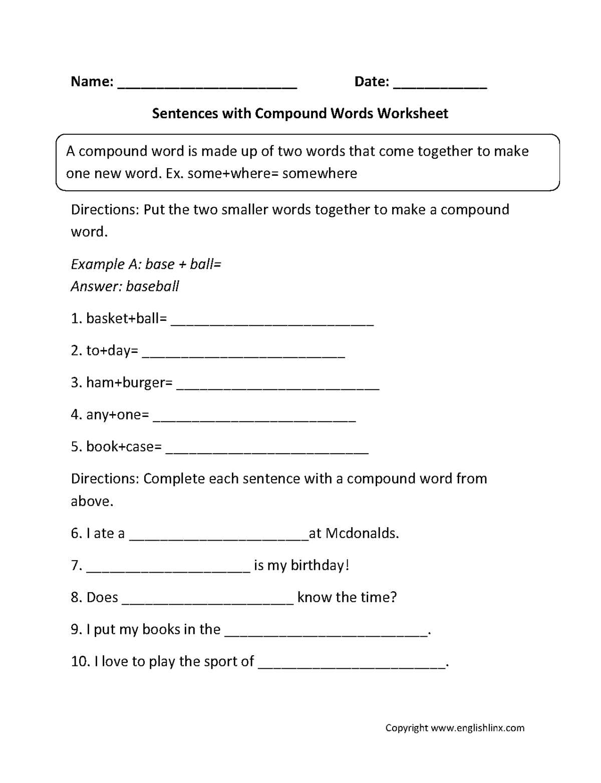 compound worksheet