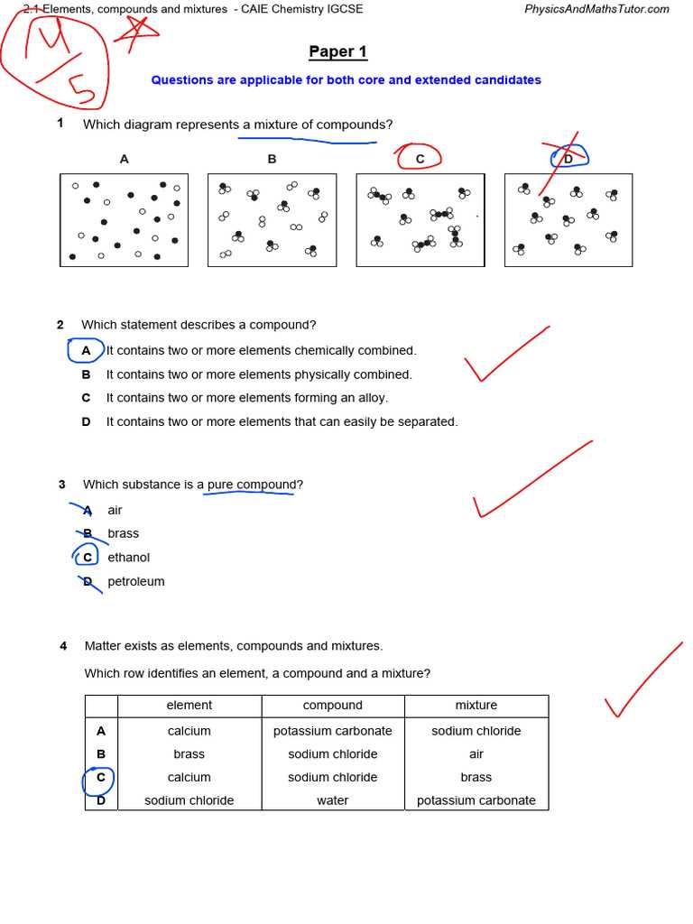 compounds mixtures and elements worksheet