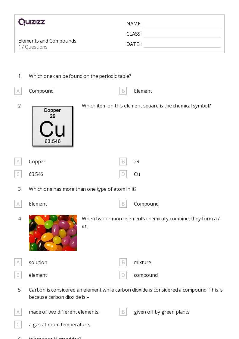 compounds worksheets