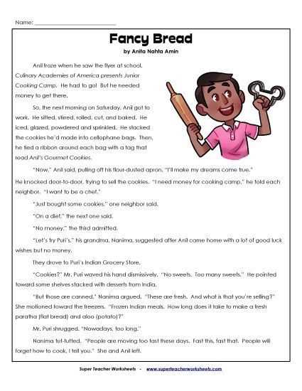 comprehension worksheet for class 5
