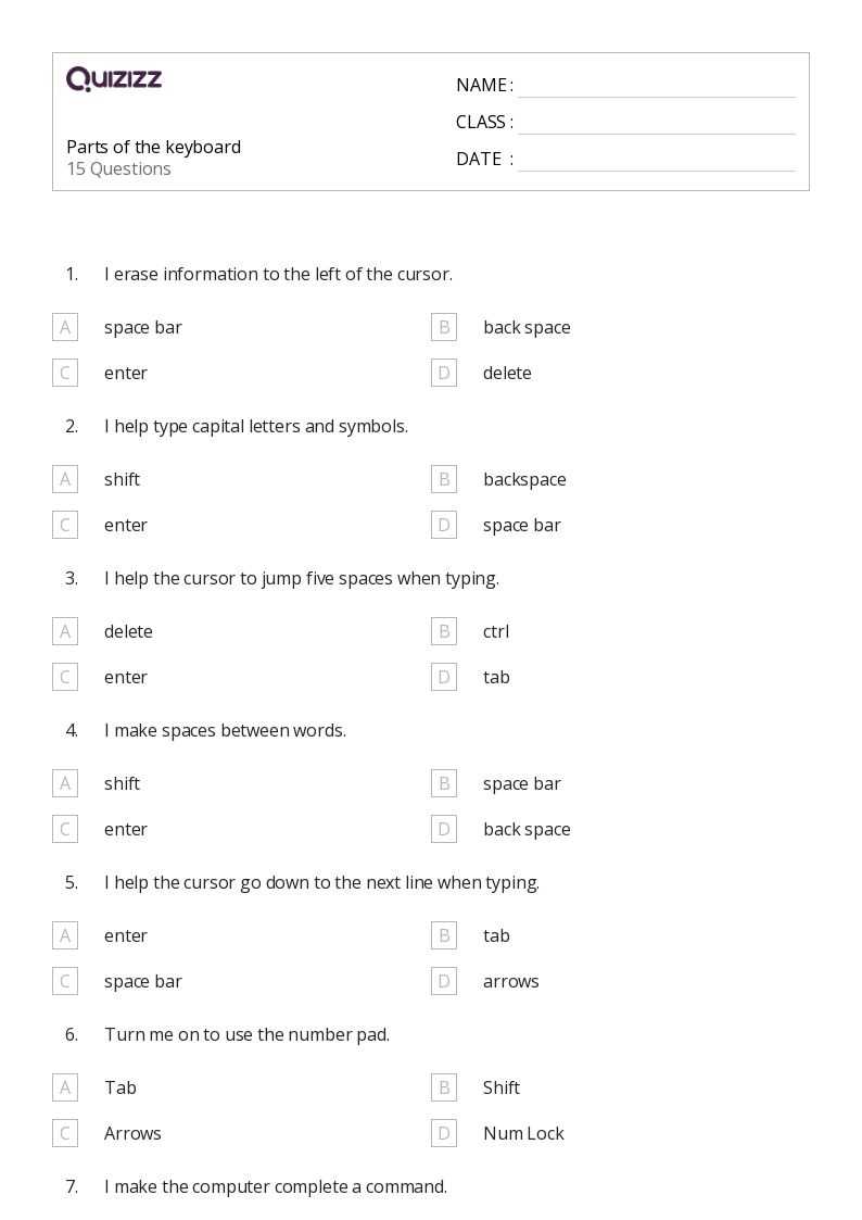 computer worksheet for class 3rd