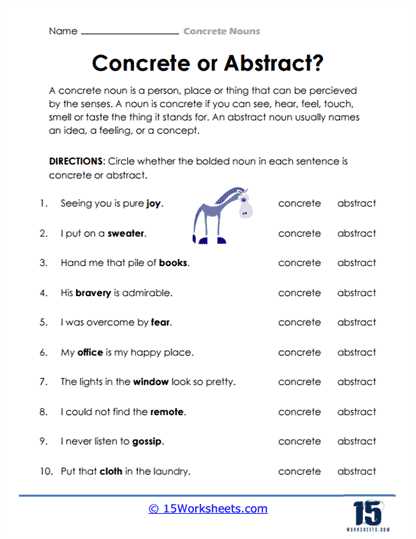 concrete abstract and collective nouns worksheet