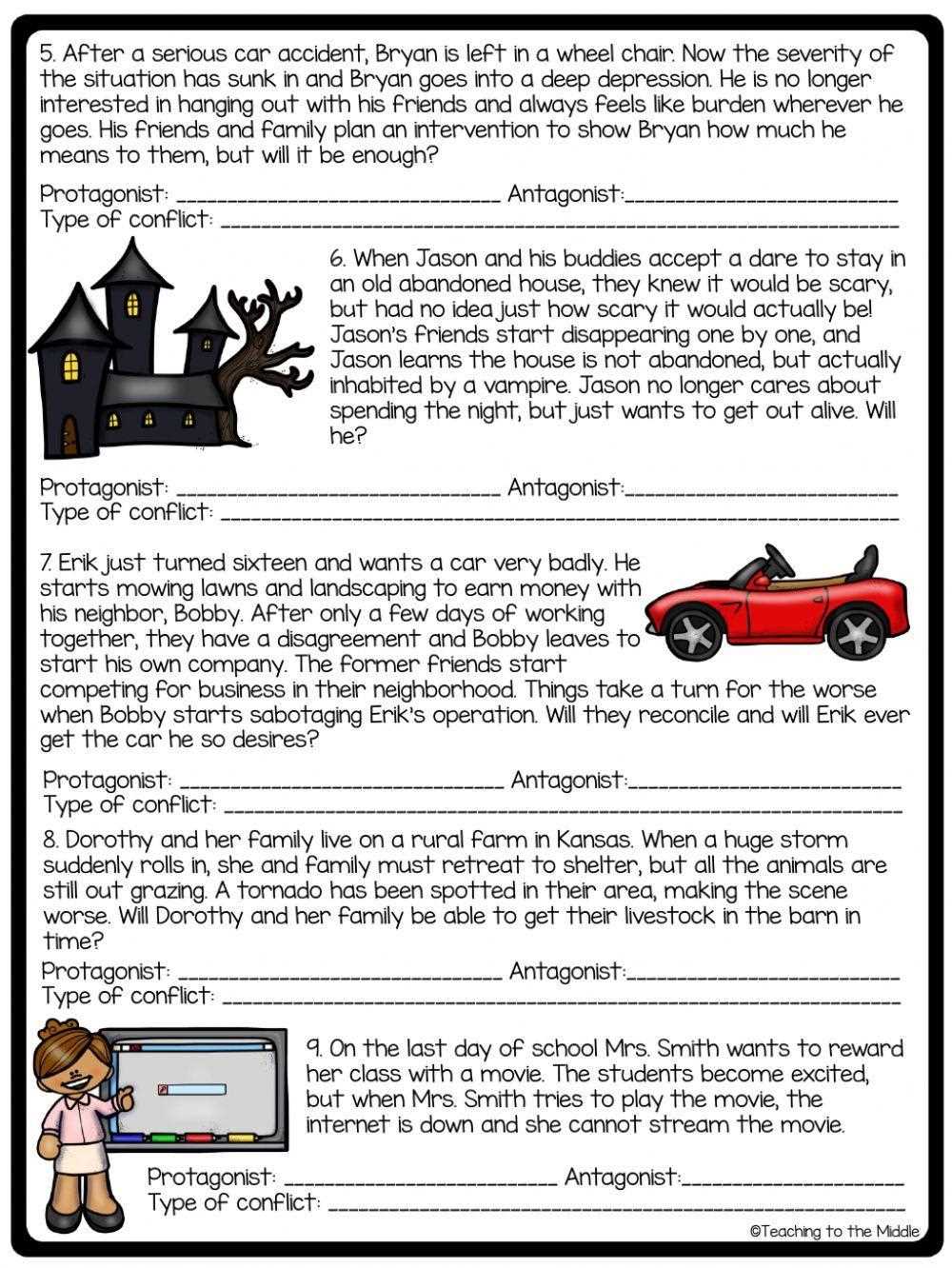 conflict in literature worksheet