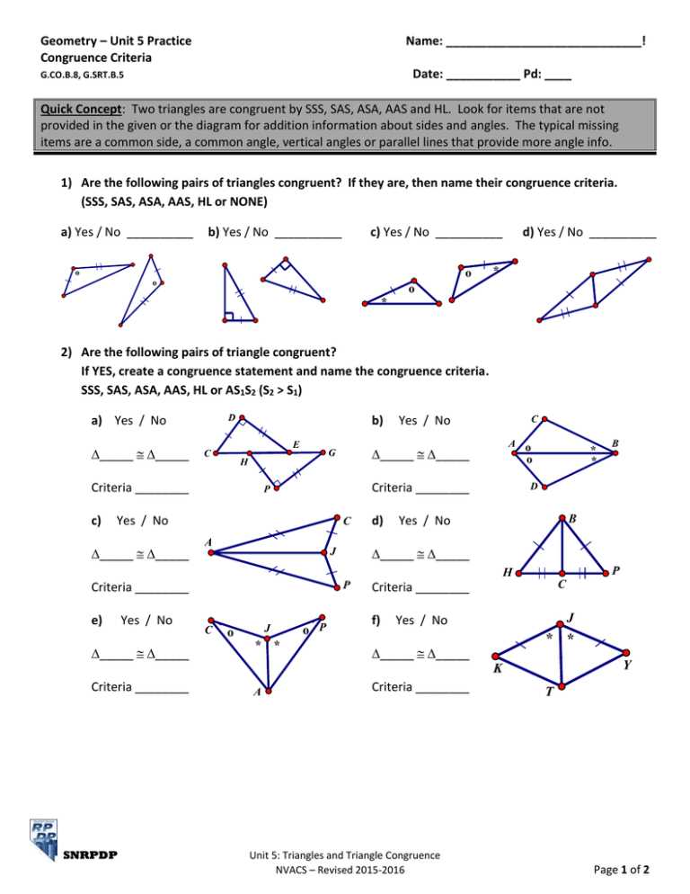 congruent triangle proof worksheet