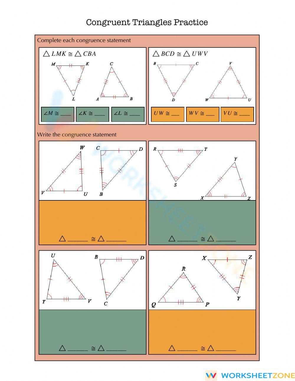 congruent triangles worksheet