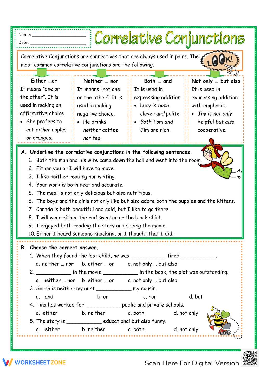 conjunction practice worksheet