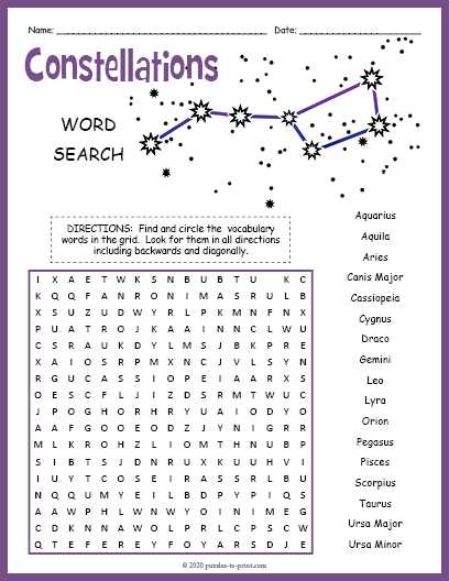 constellations webquest worksheet